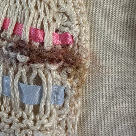 Handmade in Ireland Alpaca Cream and White Women's Cardigan Medium - Picture 9 of 10